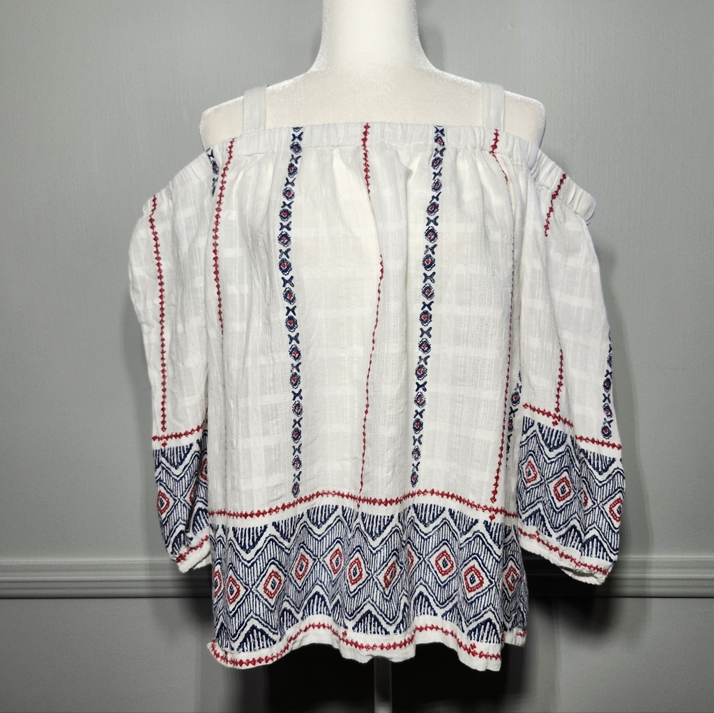Sonoma | Boho Embroidered Travel Lightweight Cotton Off Shoulder Top